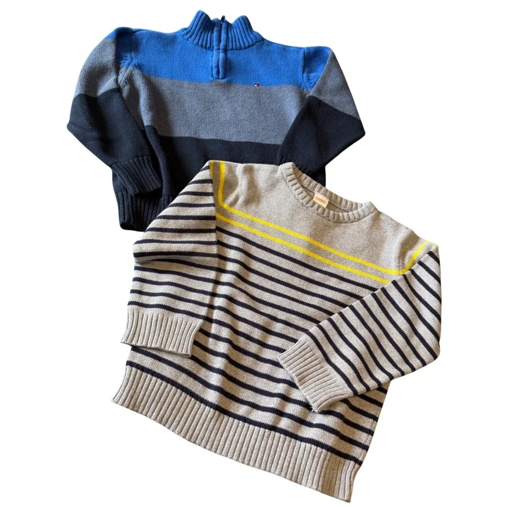 Tommy Hilfiger Quarter Zip & Gymboree Striped Sweaters Boys‎ Size 5 6 Bundle